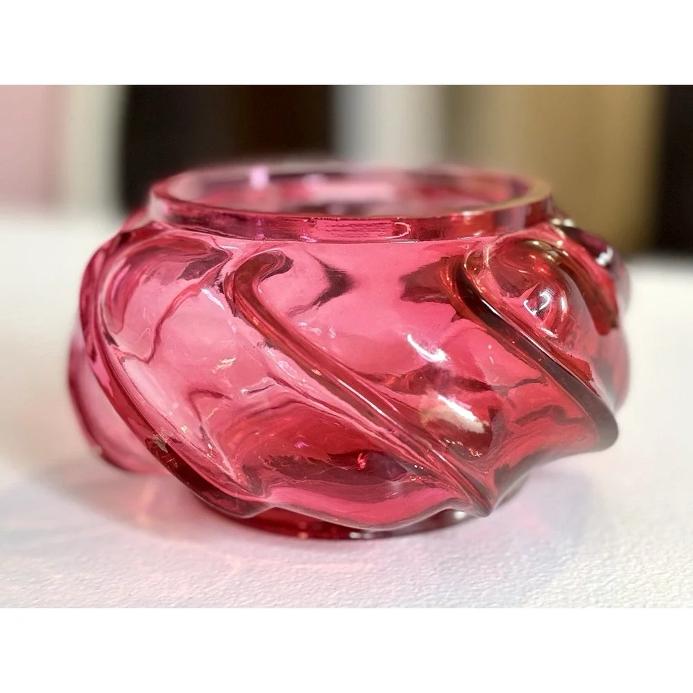 Fenton Art‎ Glass Wave Crest Candy Puff Cranberry 4 1/2